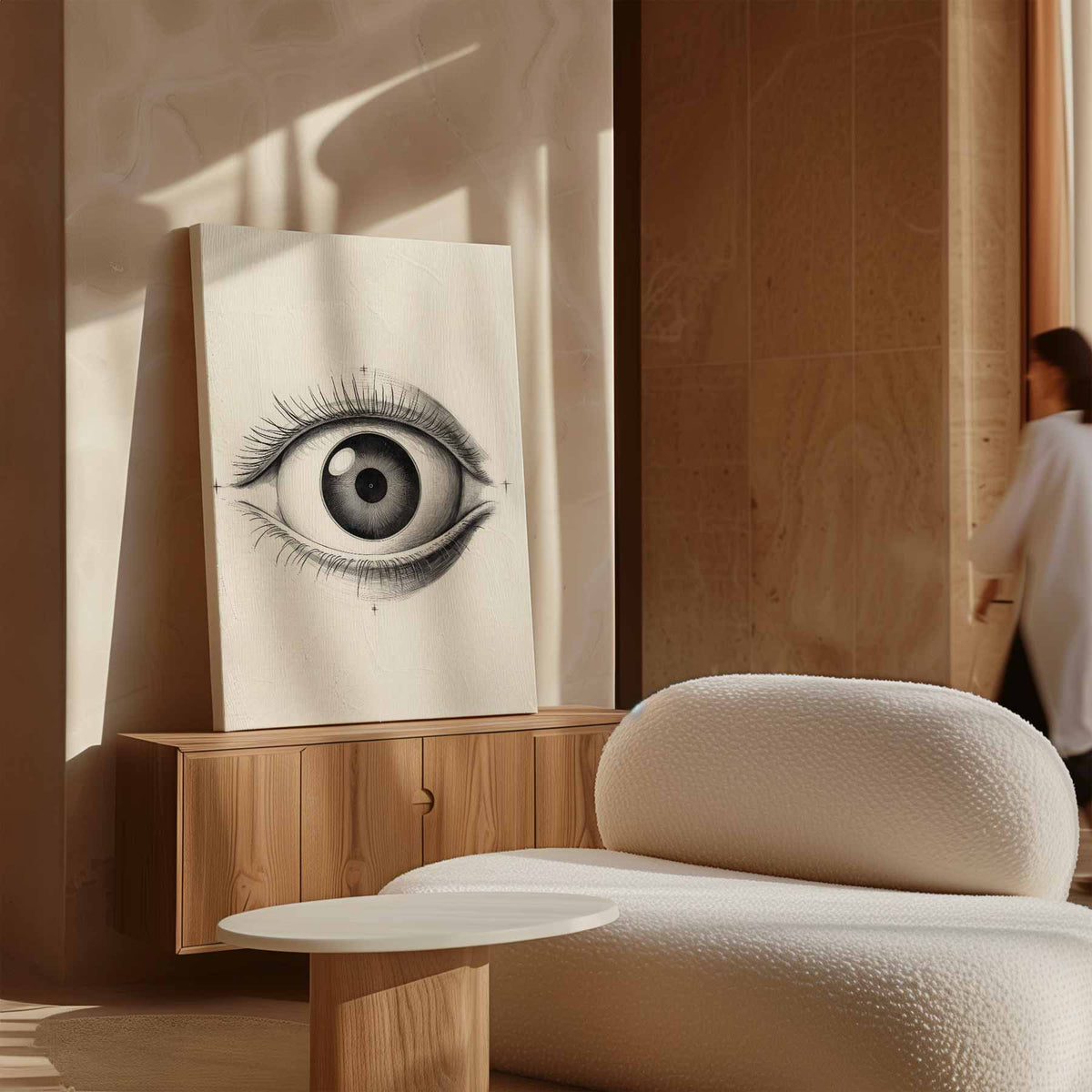 Intrigerend Potloodtekening Oog – dibond kunstwerk als wanddecoratie