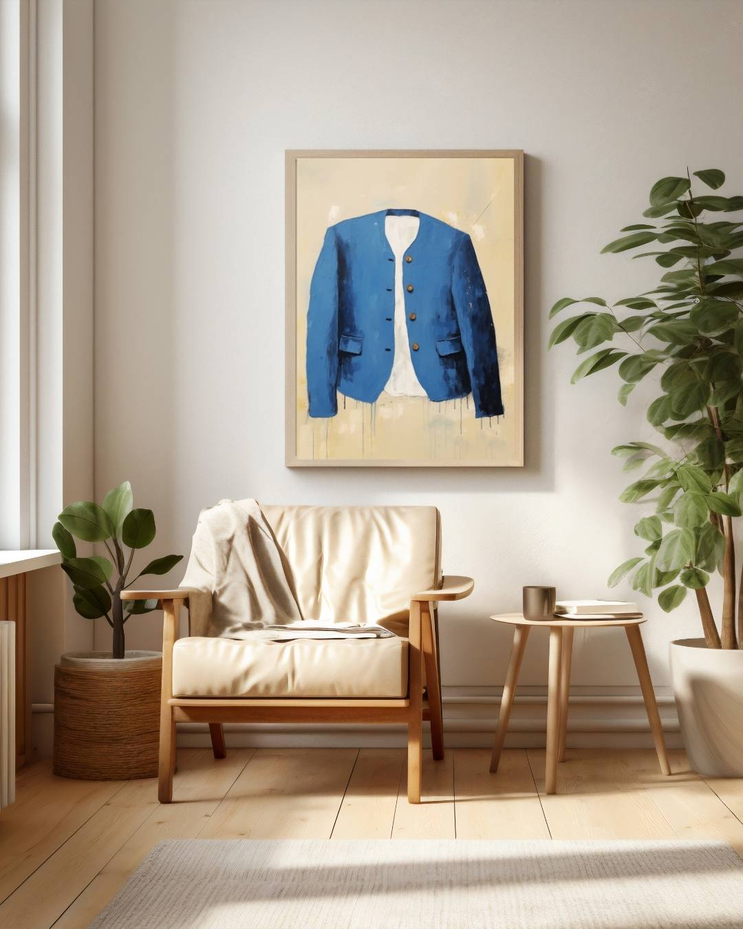 Blauwe jas Poster – staande poster voor modern interieur