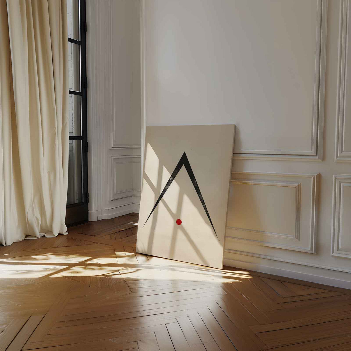 Minimalistisch Abstract Driehoek en Cirkel – staand kunstwerk voor modern interieur