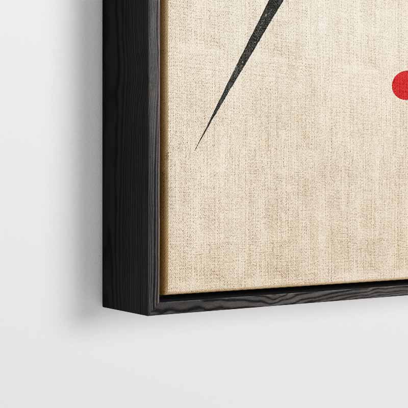 Minimalistisch Abstract Driehoek en Cirkel – kunstwerk met zwarte baklijst