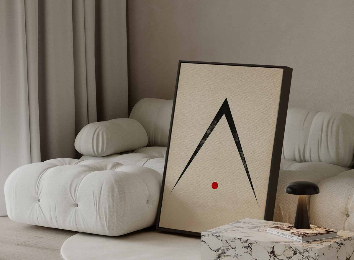 Minimalistisch Abstract Driehoek en Cirkel – dibond kunstwerk als wanddecoratie