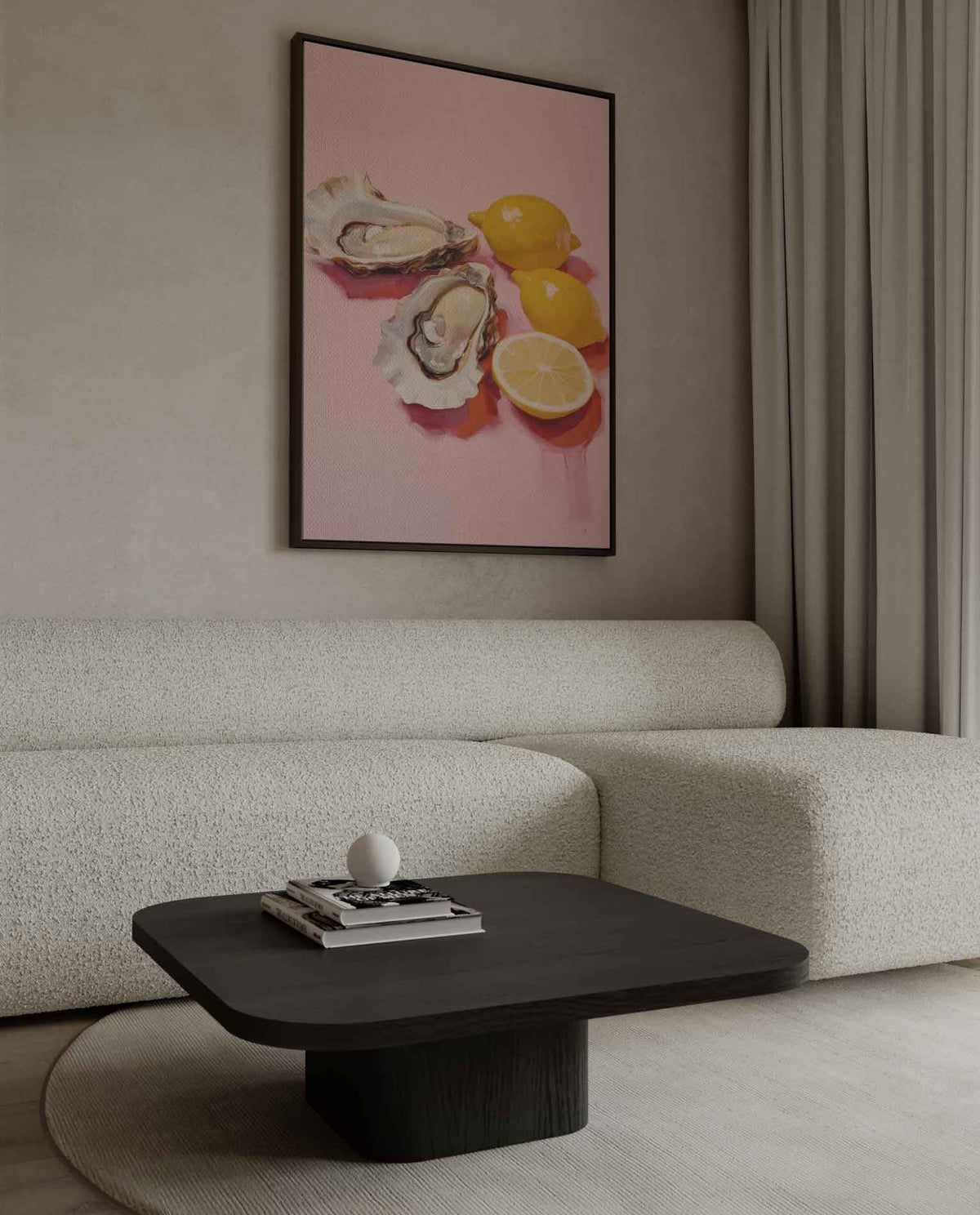 Verfrissende Oester en Citroen Compositie – plexiglas kunstwerk als wanddecoratie