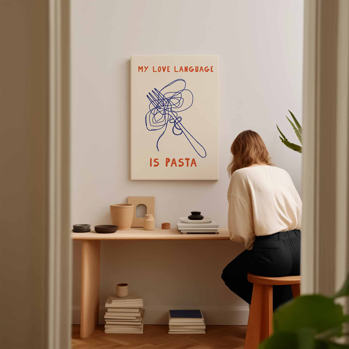 Pasta Liefdestaal – staande wandkunst voor woonkamer of interieur