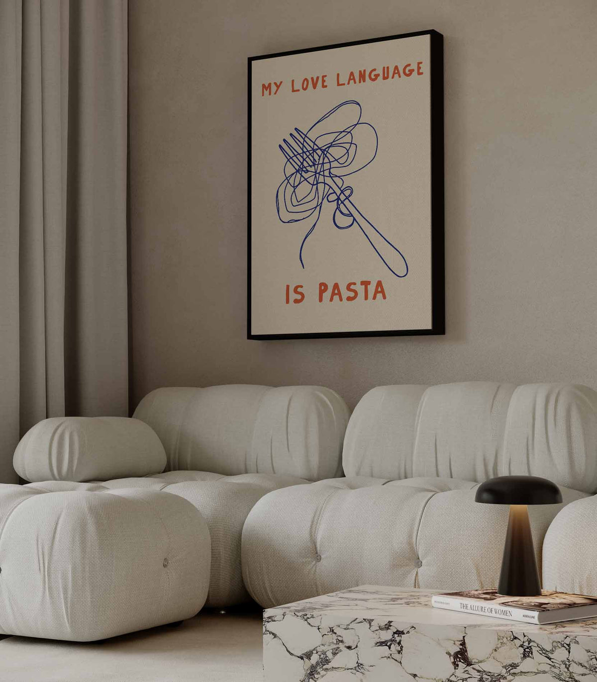 Pasta Liefdestaal – canvas kunstwerk als wanddecoratie