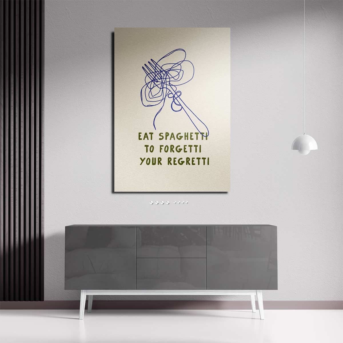 Spaghetti Vrolijkheid Poster – dibond wanddecoratie in staand formaat