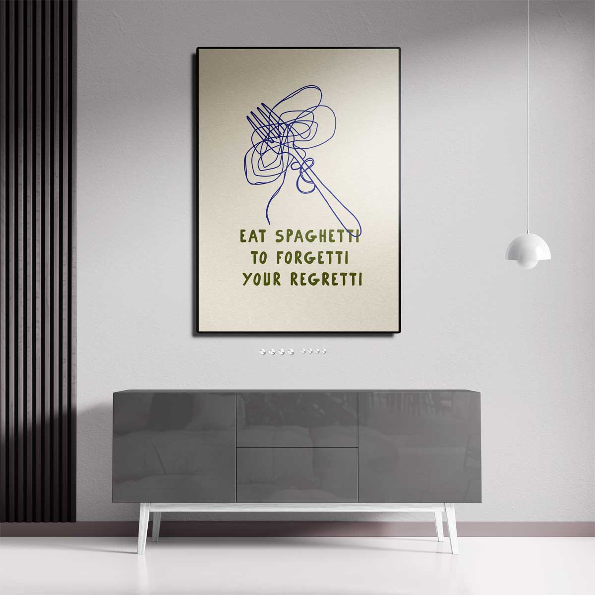 Spaghetti Vrolijkheid Poster – modern portret kunstwerk van WallArtistic