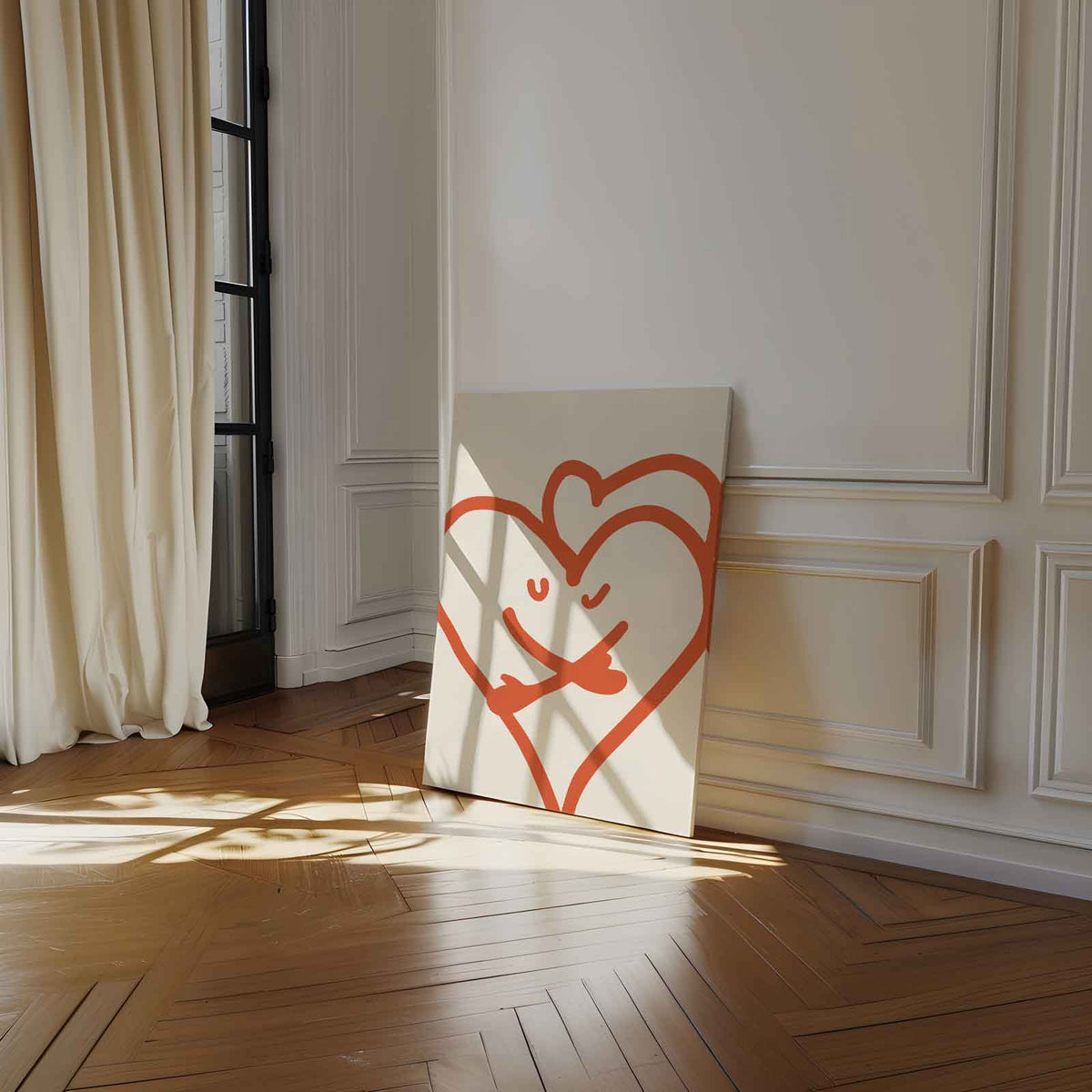 Vrolijke Hartjesknuffel – staand kunstwerk voor modern interieur