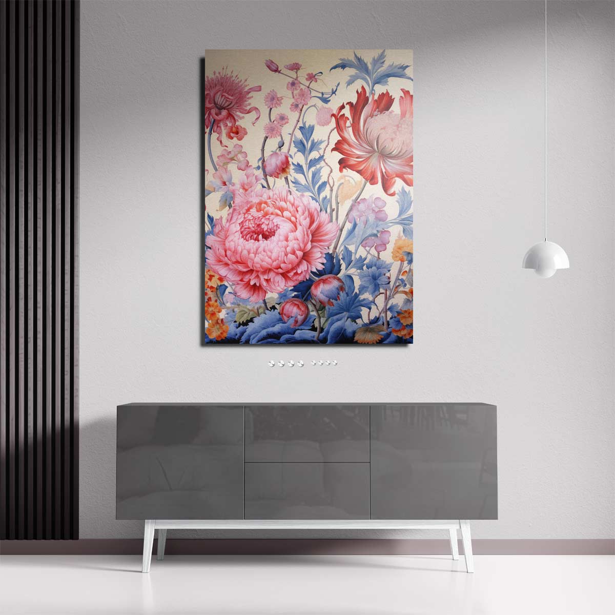 Bloemenexplosie in Volle Bloei – canvas wanddecoratie in portret formaat