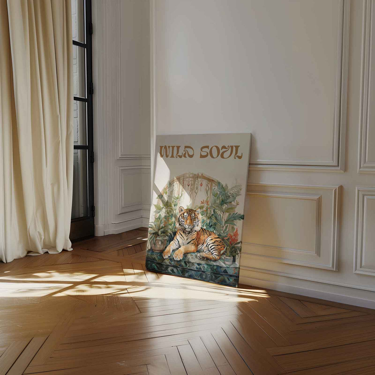 Wilde Ziel Tijgerprint – staand kunstwerk voor modern interieur