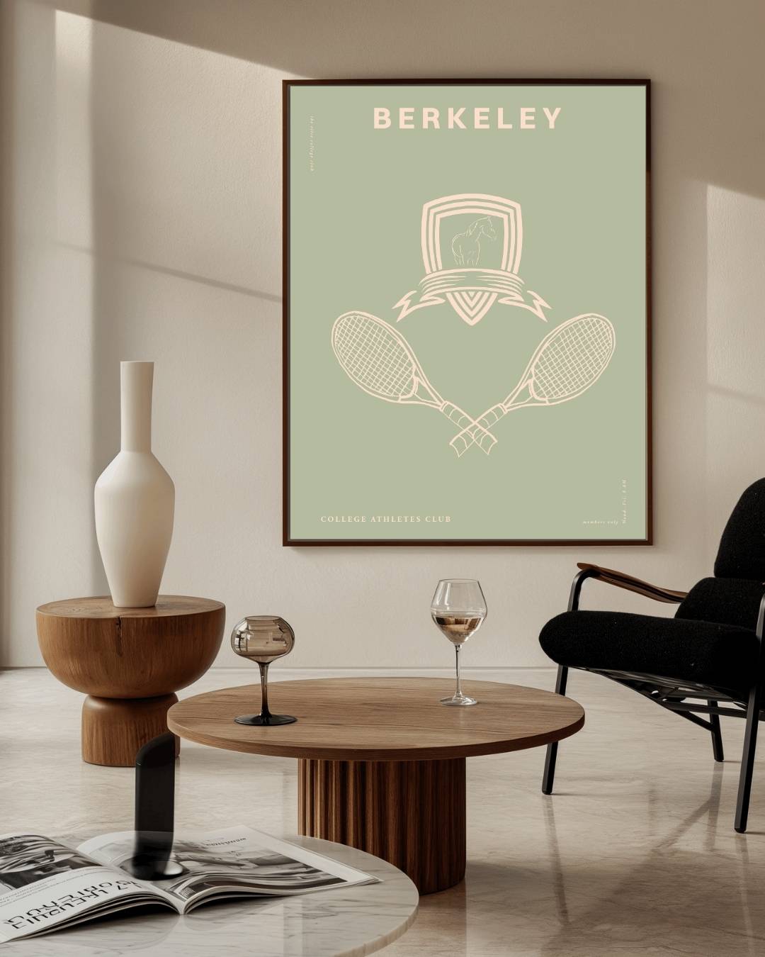 Berkeley tennisrackets en embleem Poster – staande poster voor modern interieur