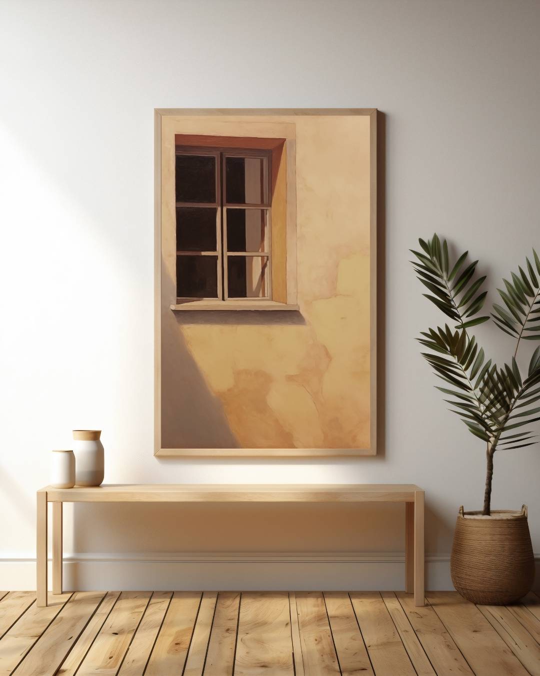 Zonovergoten venster Poster – staande poster voor modern interieur