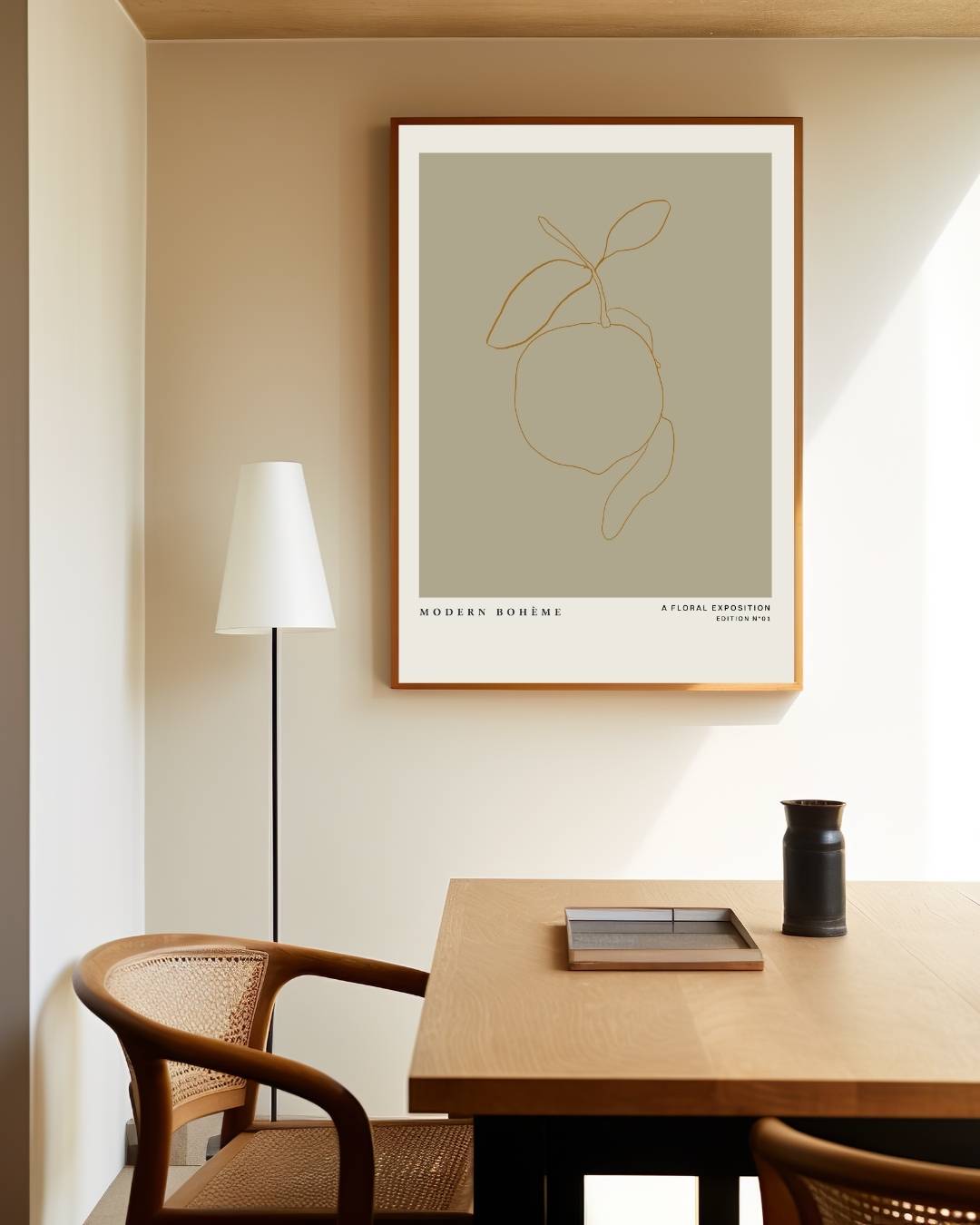 Citroen goud lijntekening Poster – staande poster voor modern interieur