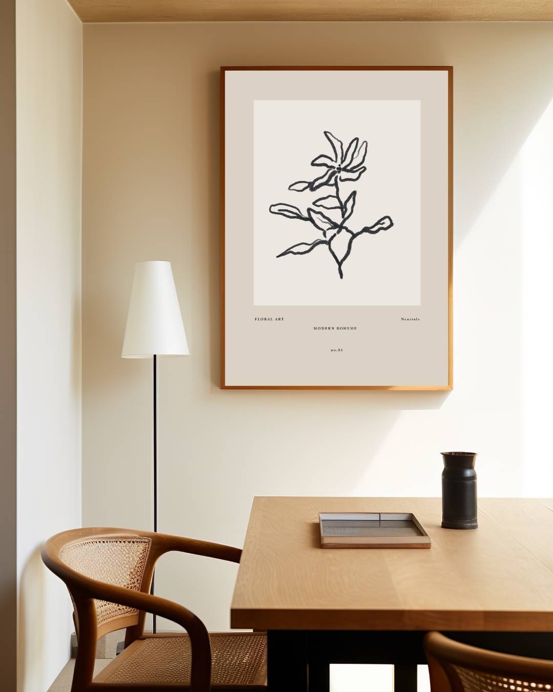 Abstracte bloem Poster – staande poster voor modern interieur