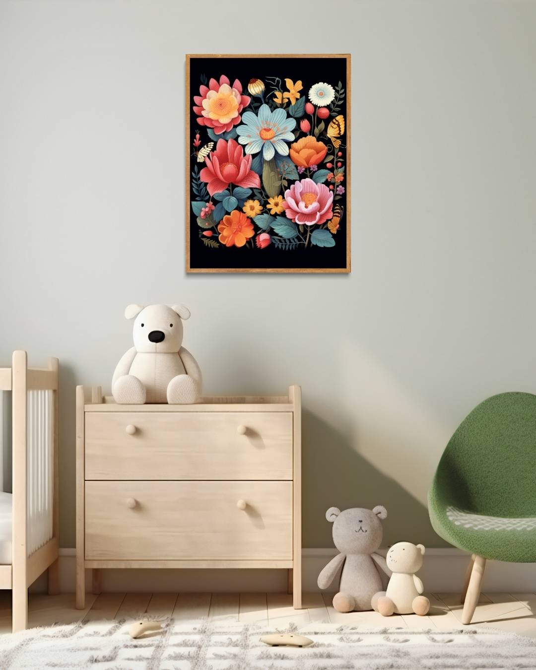 Betoverende bloementuin Poster – staande poster voor modern interieur