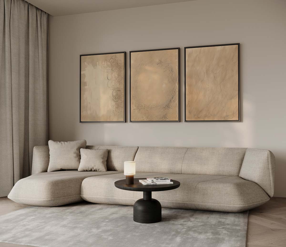 Aards en ruw – drieluik voor modern interieur
