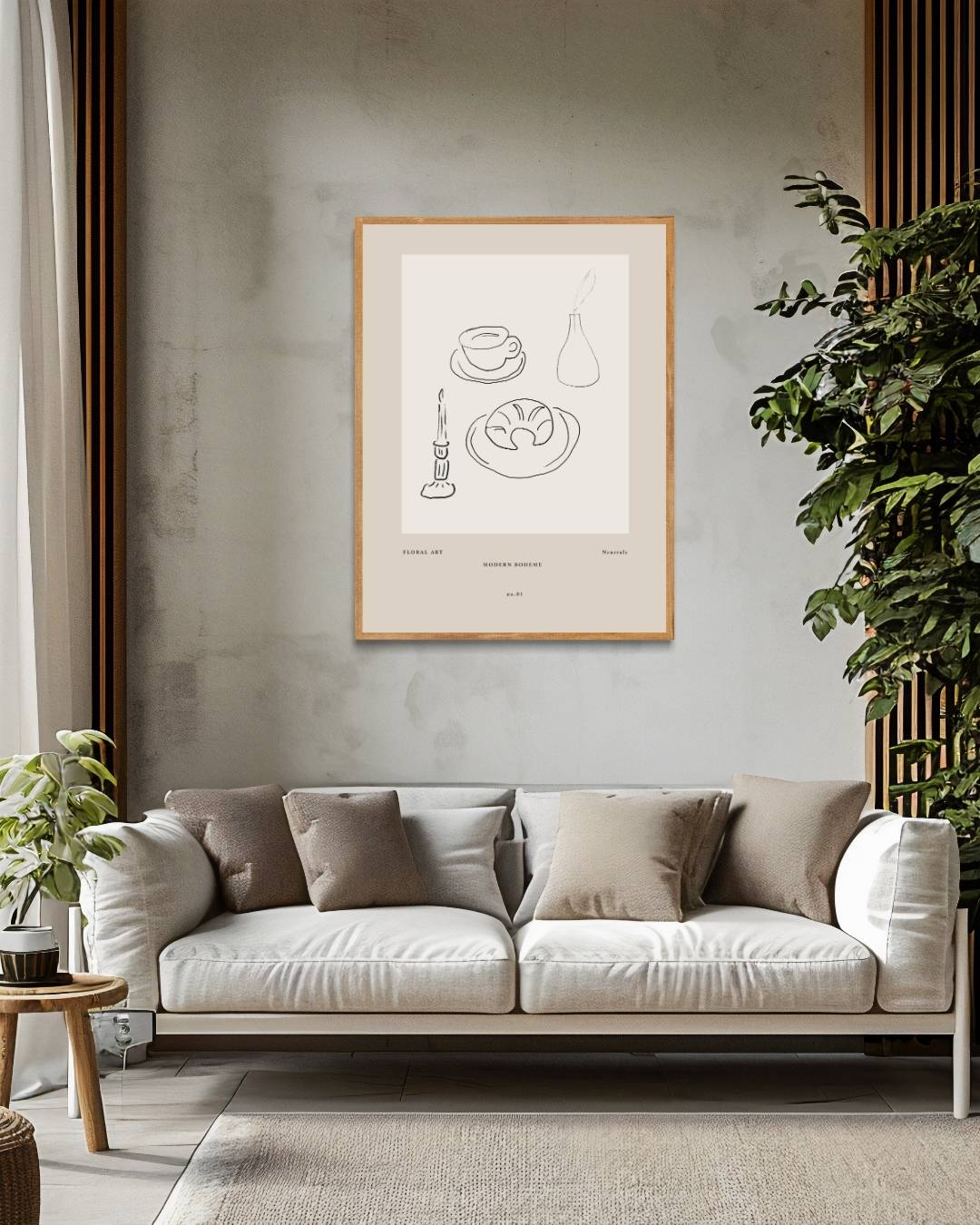 Floral Art ontbijt moment Poster – staande poster voor modern interieur