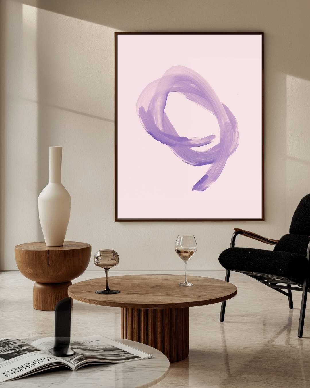 Paarse penseelstreek Poster – staande poster voor modern interieur