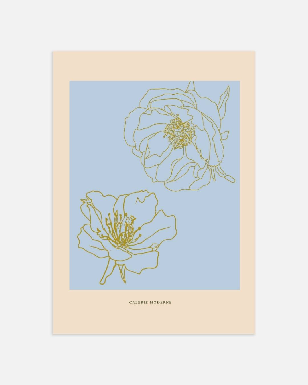 Lichtblauwe bloemen Poster – portret wanddecoratie van WallArtistic