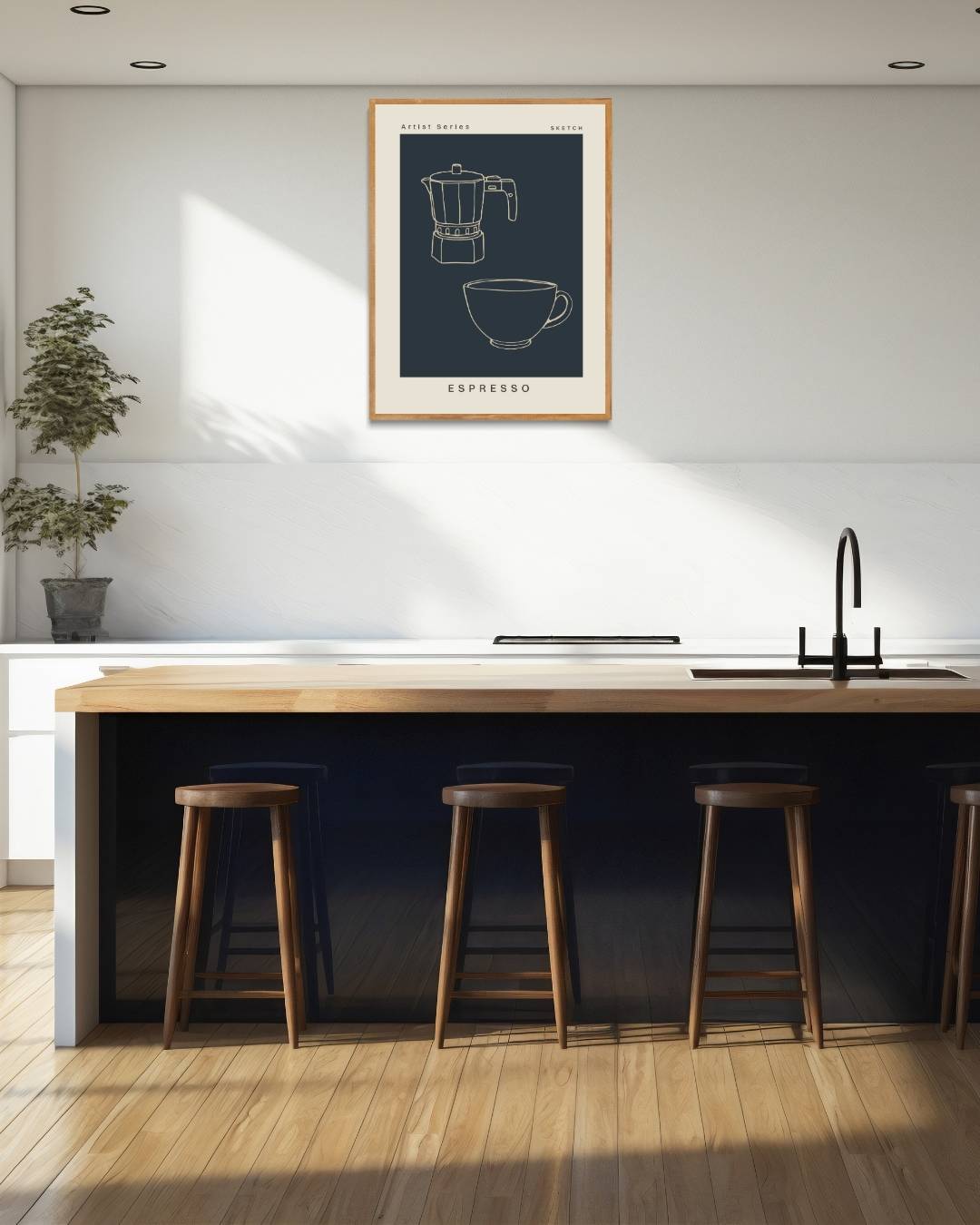 Espresso koffiezetapparaat Poster – staande poster voor modern interieur