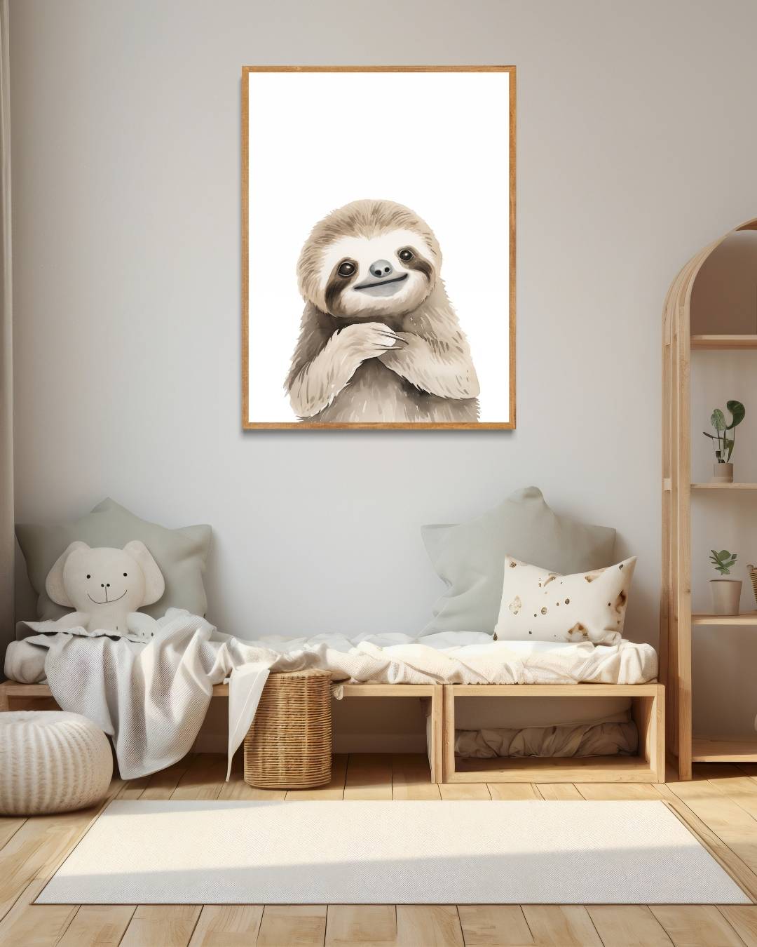 Schattige luiaard illustratie Poster – staande poster voor modern interieur