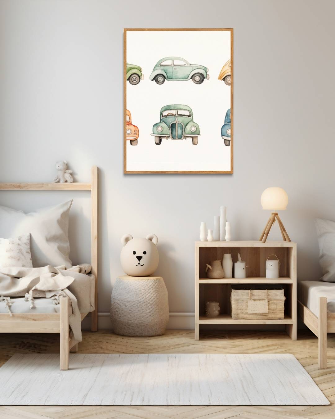 Retro auto's in aquarel Poster – staande poster voor modern interieur