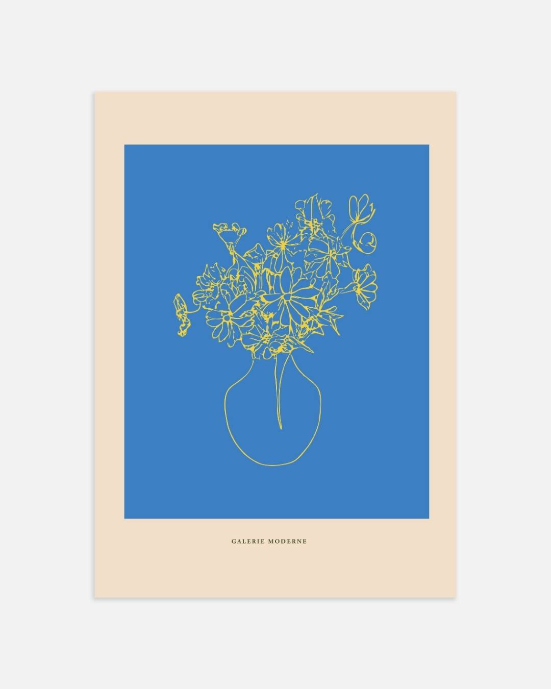 Blauwe vaas met bloemen Poster – staande poster voor modern interieur