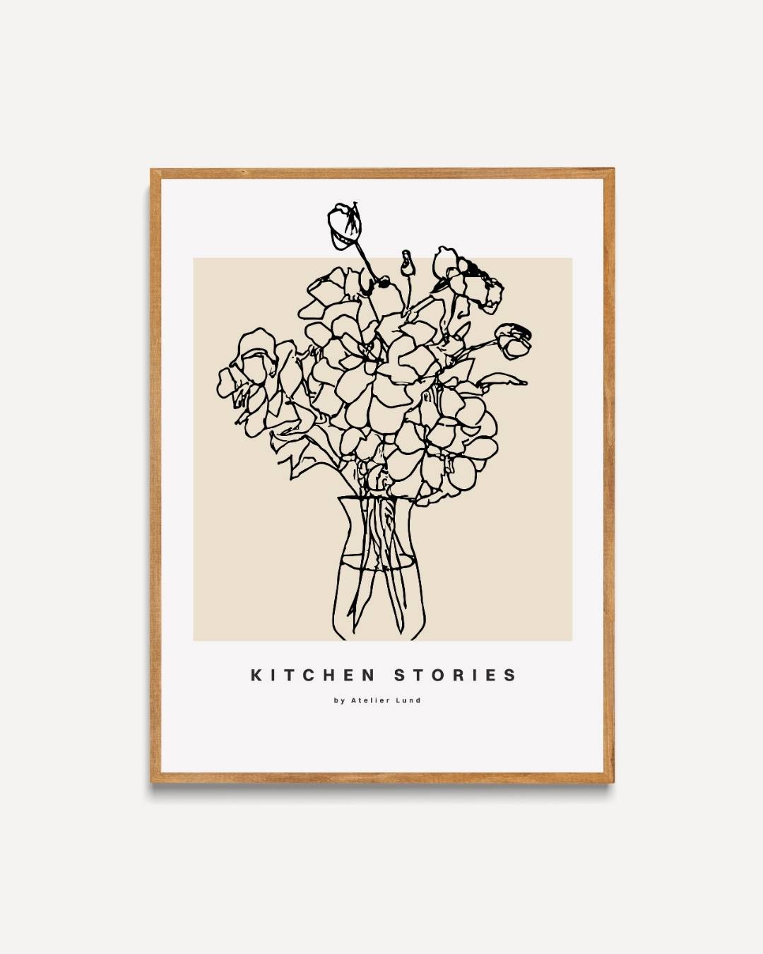 Line art bloemenvaas Poster – portret poster als wanddecoratie