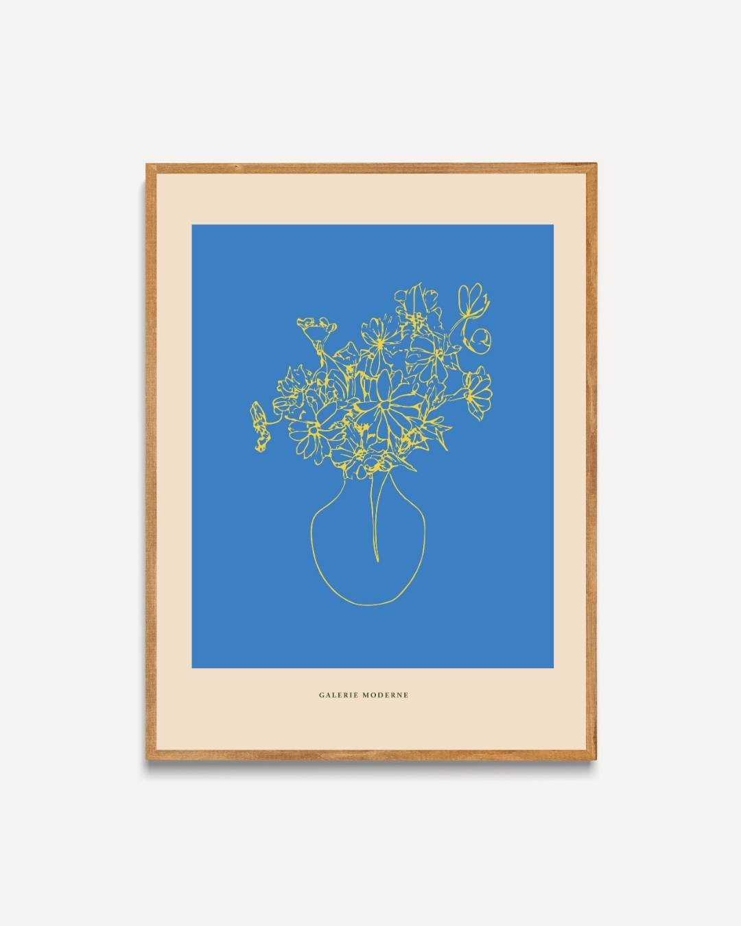 Blauwe vaas met bloemen Poster – portret wanddecoratie van WallArtistic