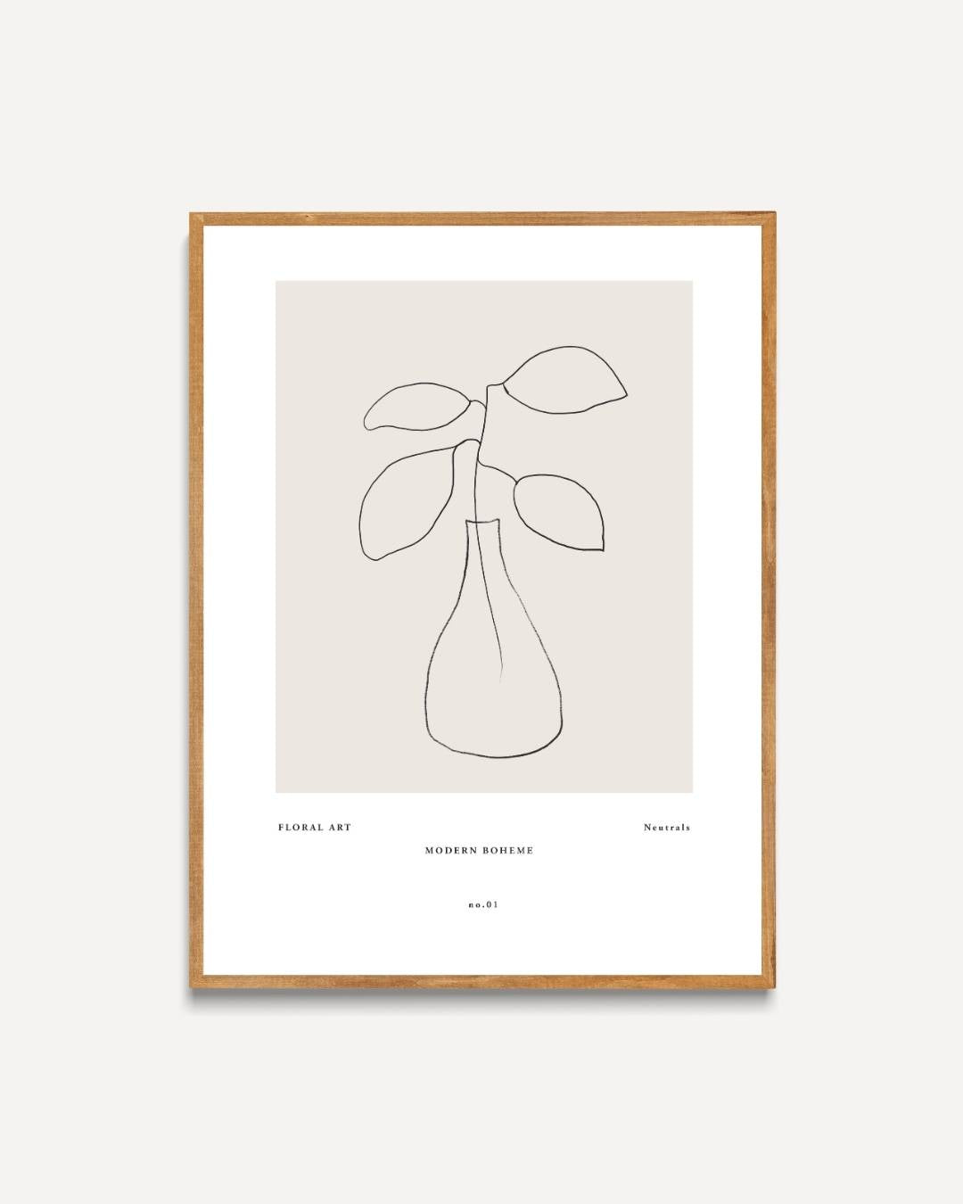 Floral Art vaas met bladeren Poster – portret poster als wanddecoratie