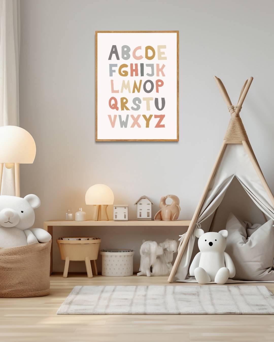Kleurrijk alfabet Poster – staande poster voor modern interieur