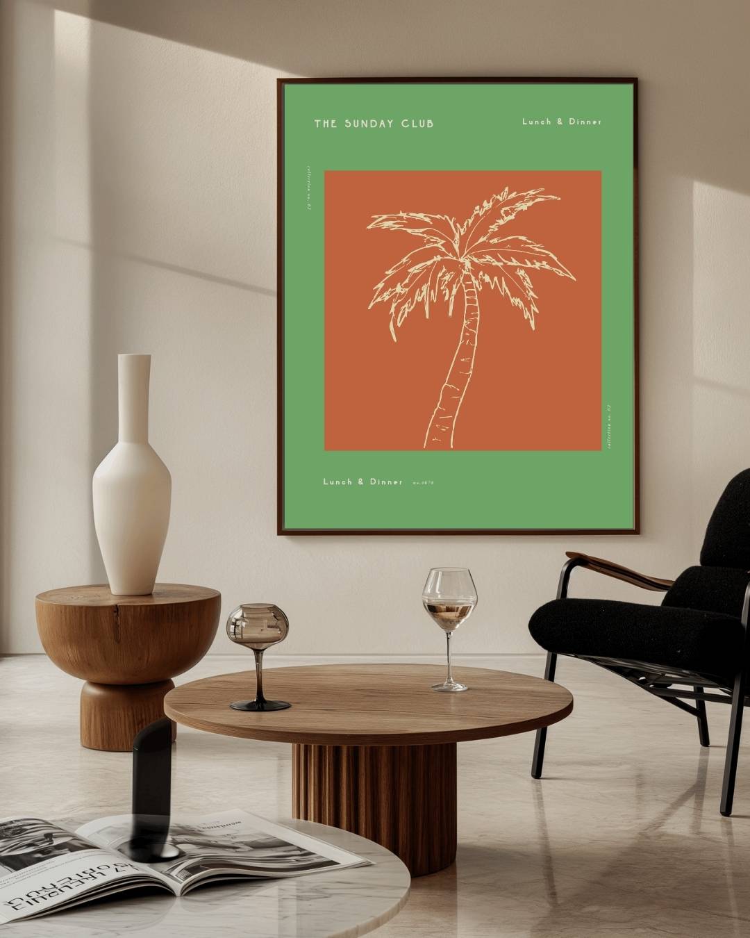 The Sunday Club palmboom green Poster – staande poster voor modern interieur