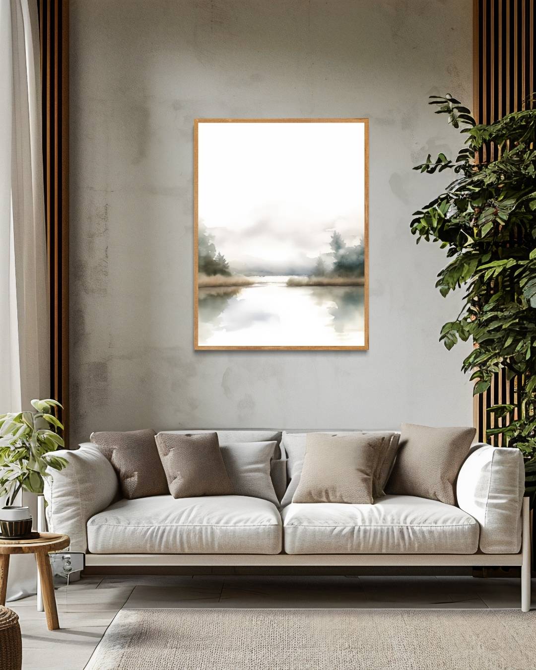 Mistige rivier Poster – staande poster voor modern interieur