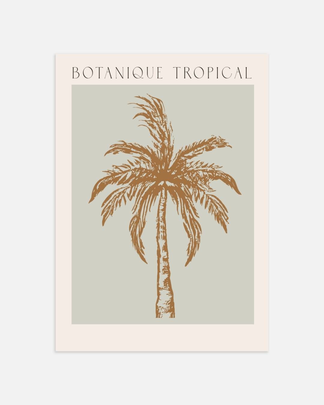 Botanique tropical bruine enkele palmboom poster – portret wanddecoratie van WallArtistic