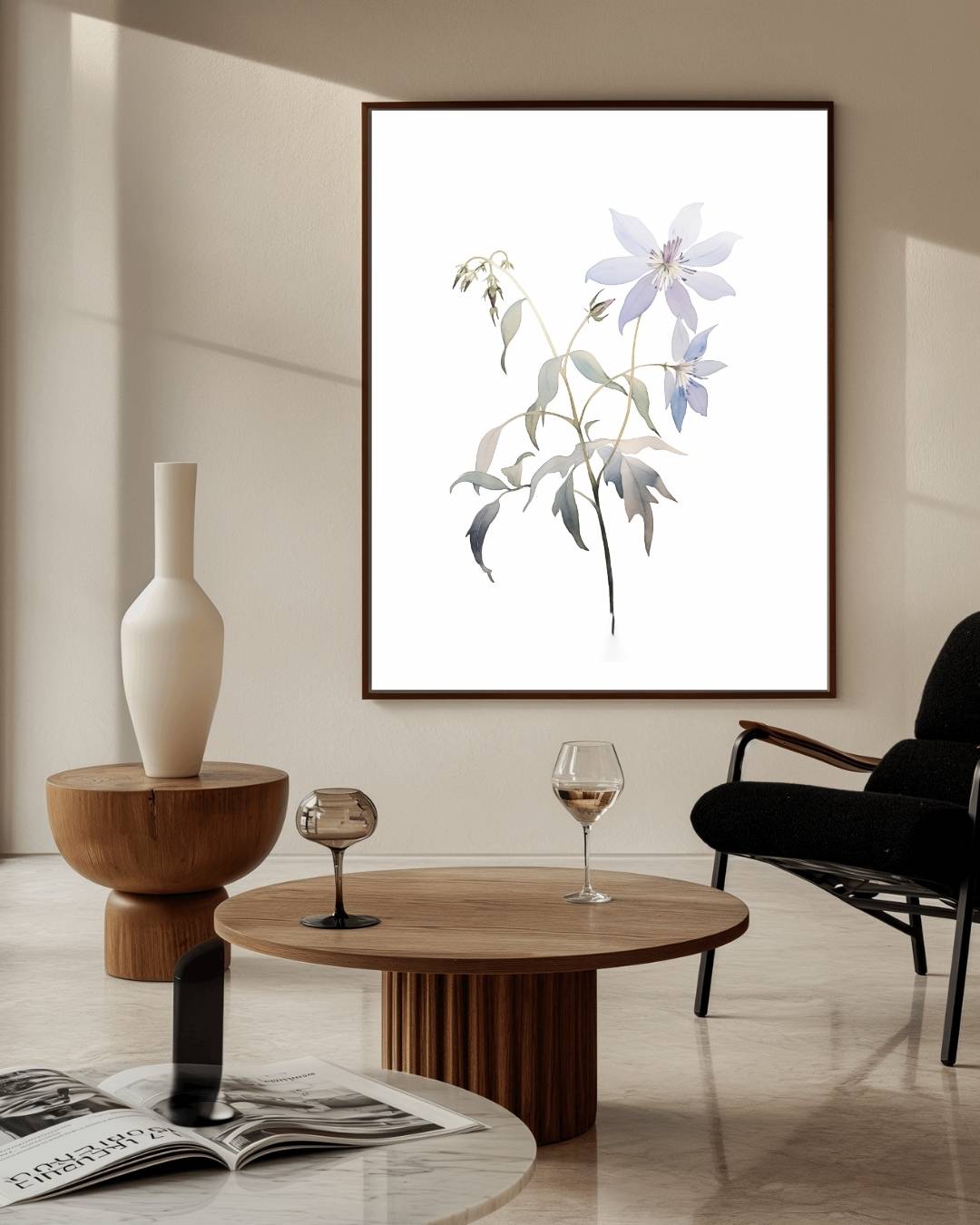 Prachtige blauwe bloem Poster – staande poster voor modern interieur