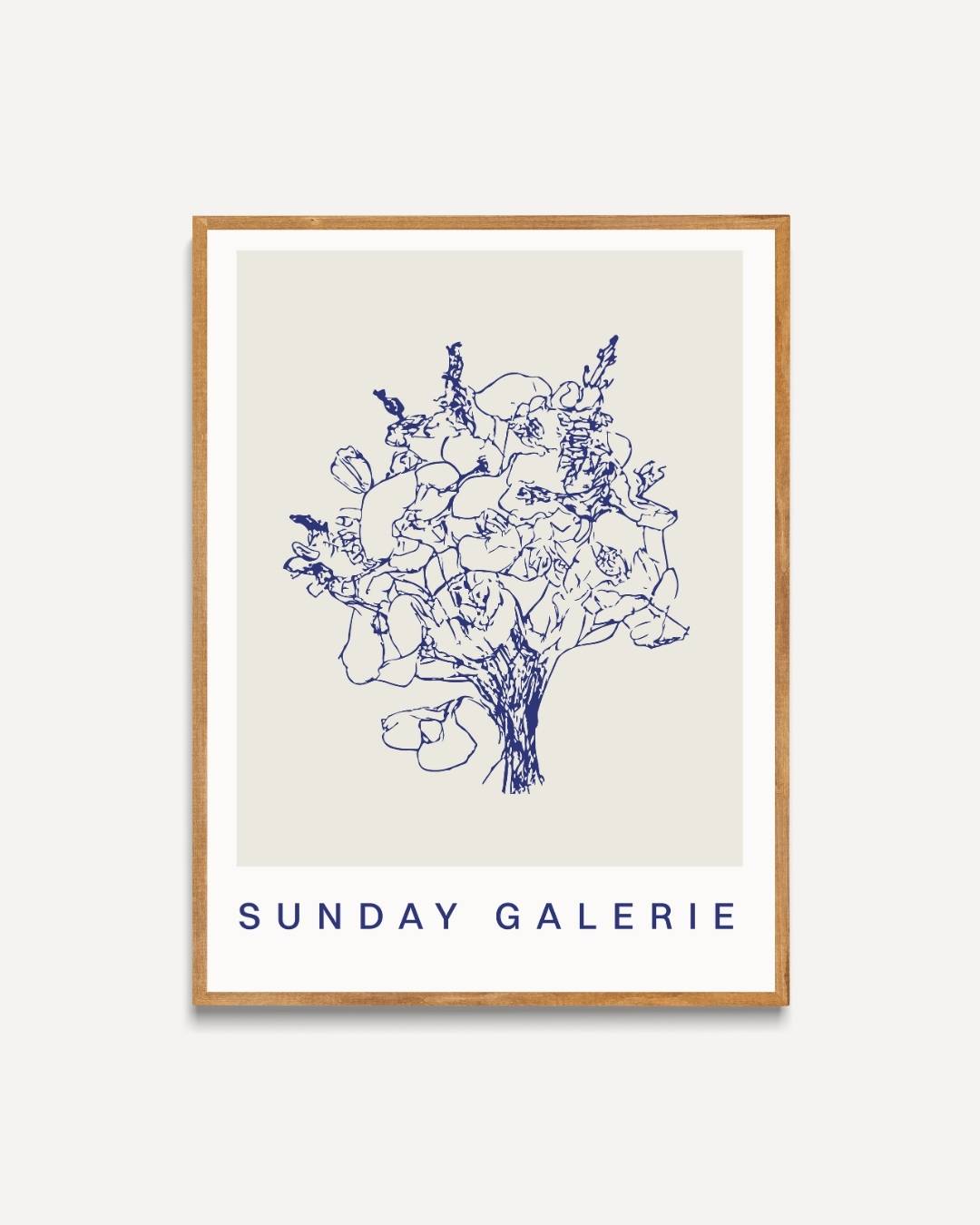 Blauw bloemenboeket Poster Kunstwerk – portret poster als wanddecoratie