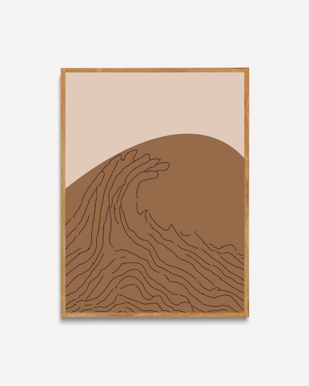 Abstracte bruine golf poster – portret poster als wanddecoratie