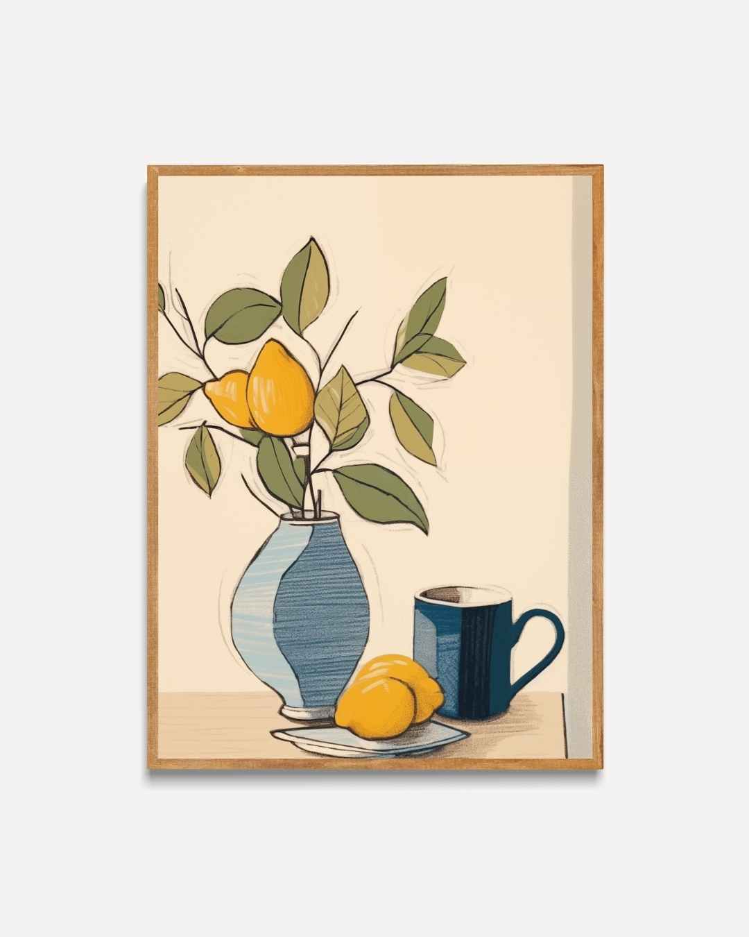 Stilleven met Citroenen en Koffiemok – portret poster als wanddecoratie