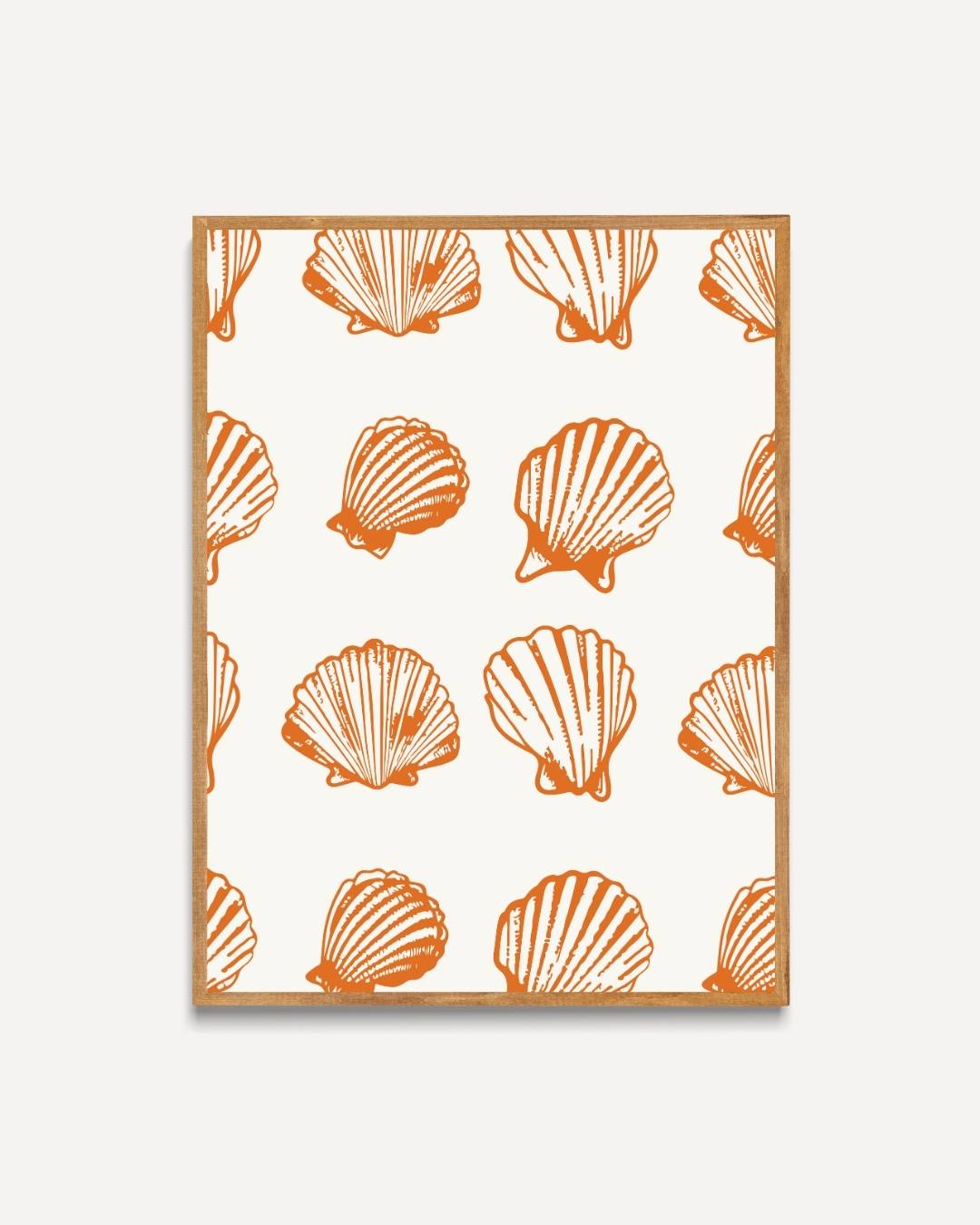 Oranje schelpenpatroon Poster – portret poster als wanddecoratie