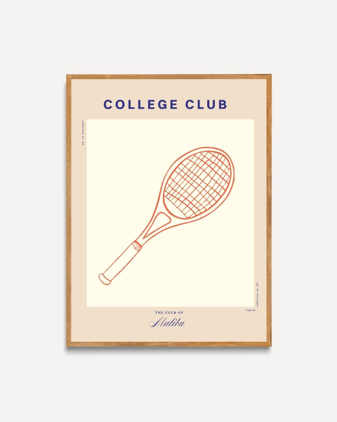 College Club tennisracket Poster – portret poster als wanddecoratie