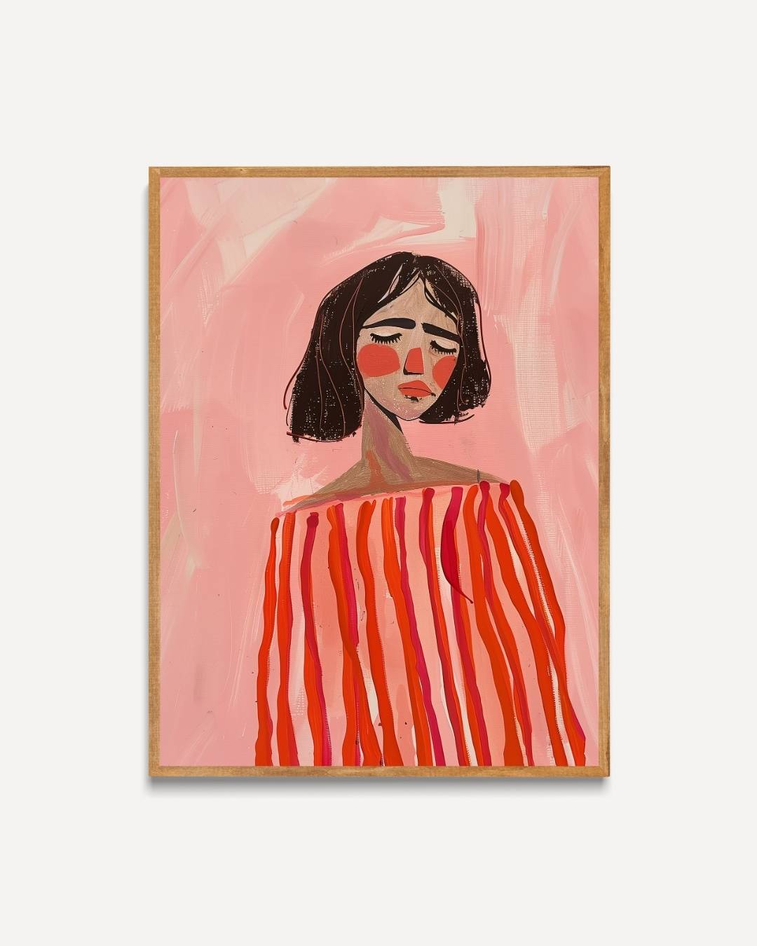 Vrouw met rode strepen Poster – portret poster als wanddecoratie