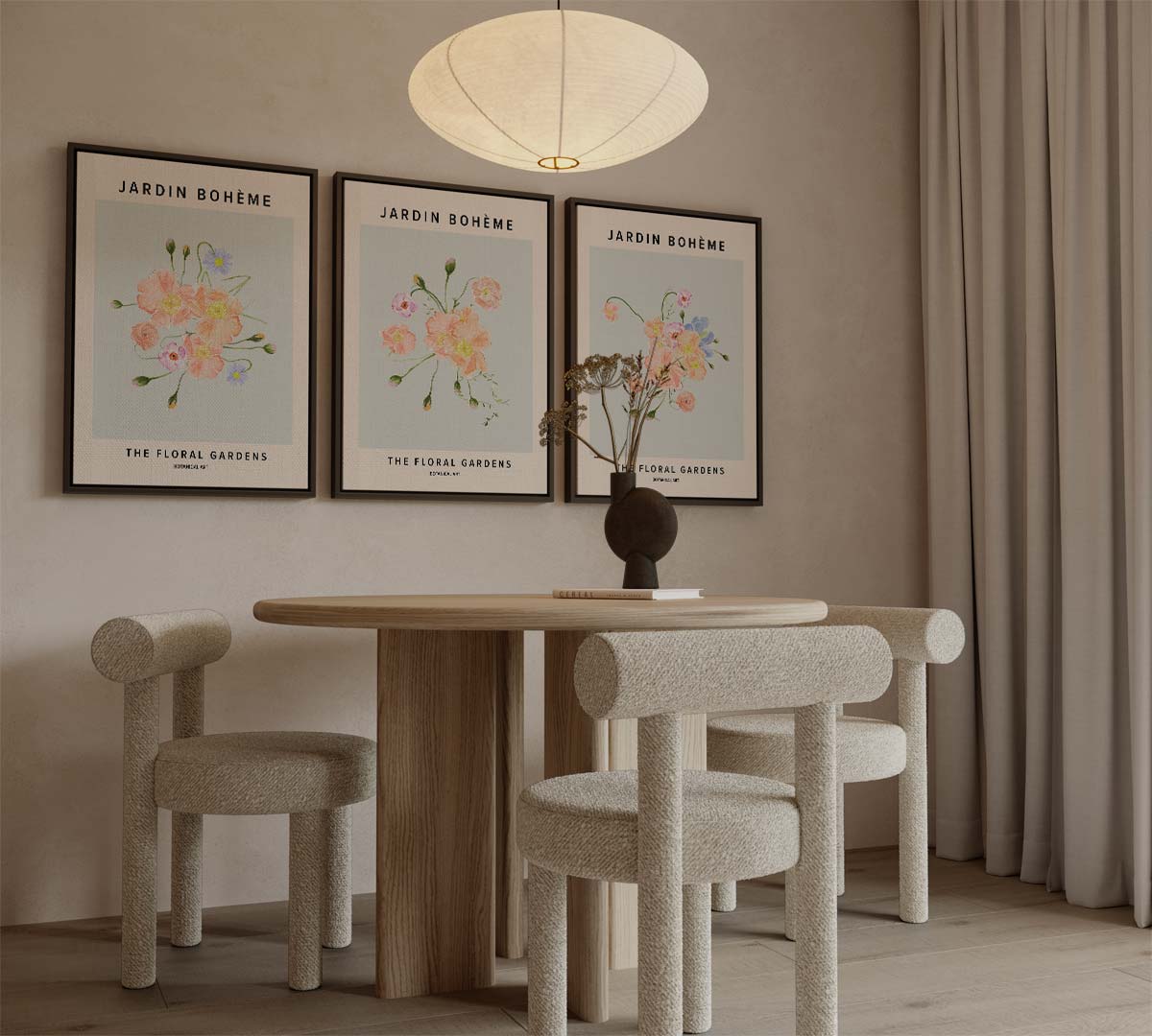 Jardin Bohème bloemencollectie – canvas drieluik in portret formaat