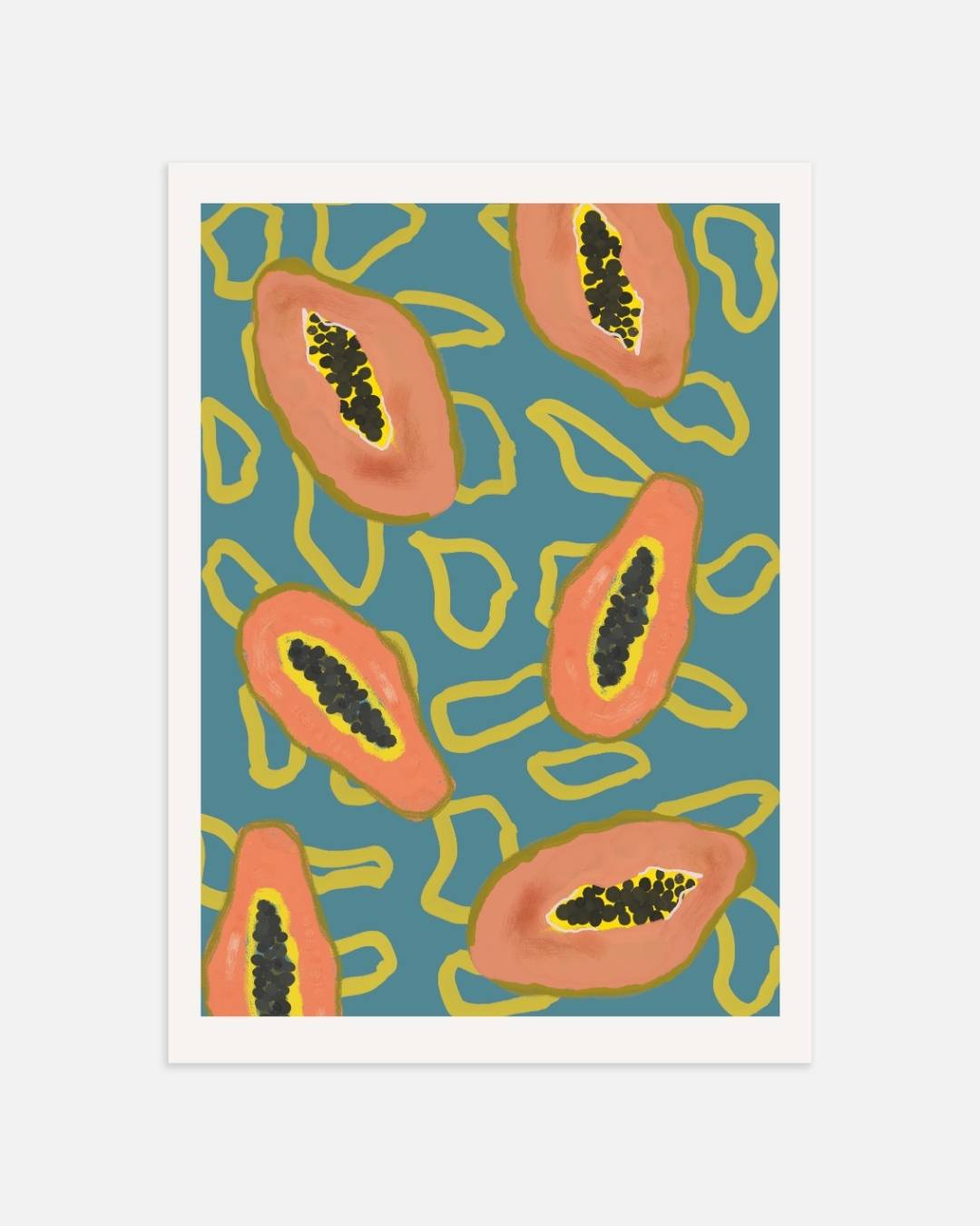 Papaja patroon Poster – portret wanddecoratie van WallArtistic