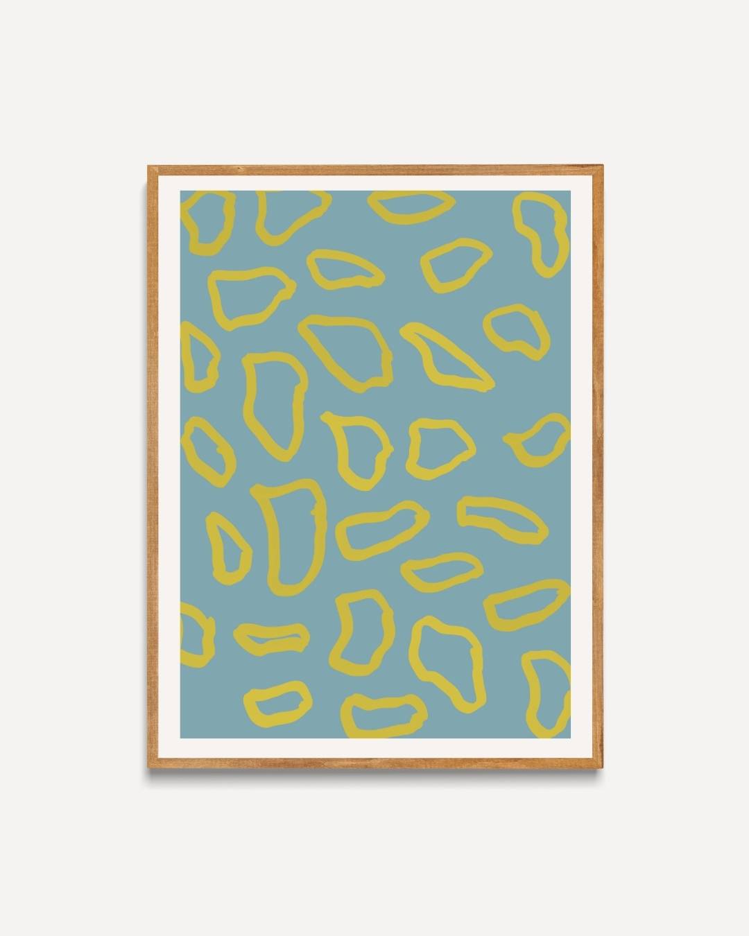 Abstract patroon blauw Poster – portret poster als wanddecoratie
