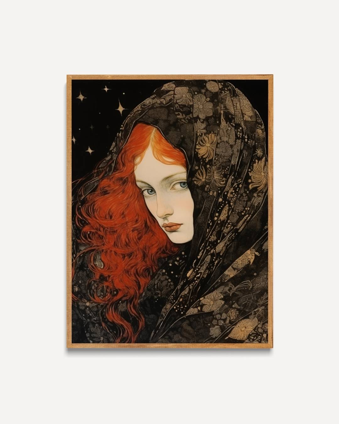 Mystieke vrouw met rode haren Poster – portret poster als wanddecoratie