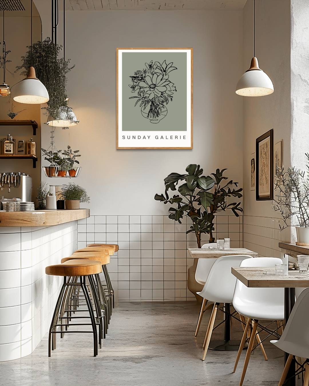 Botanische lijnen Poster Kunstwerk – staande poster voor modern interieur