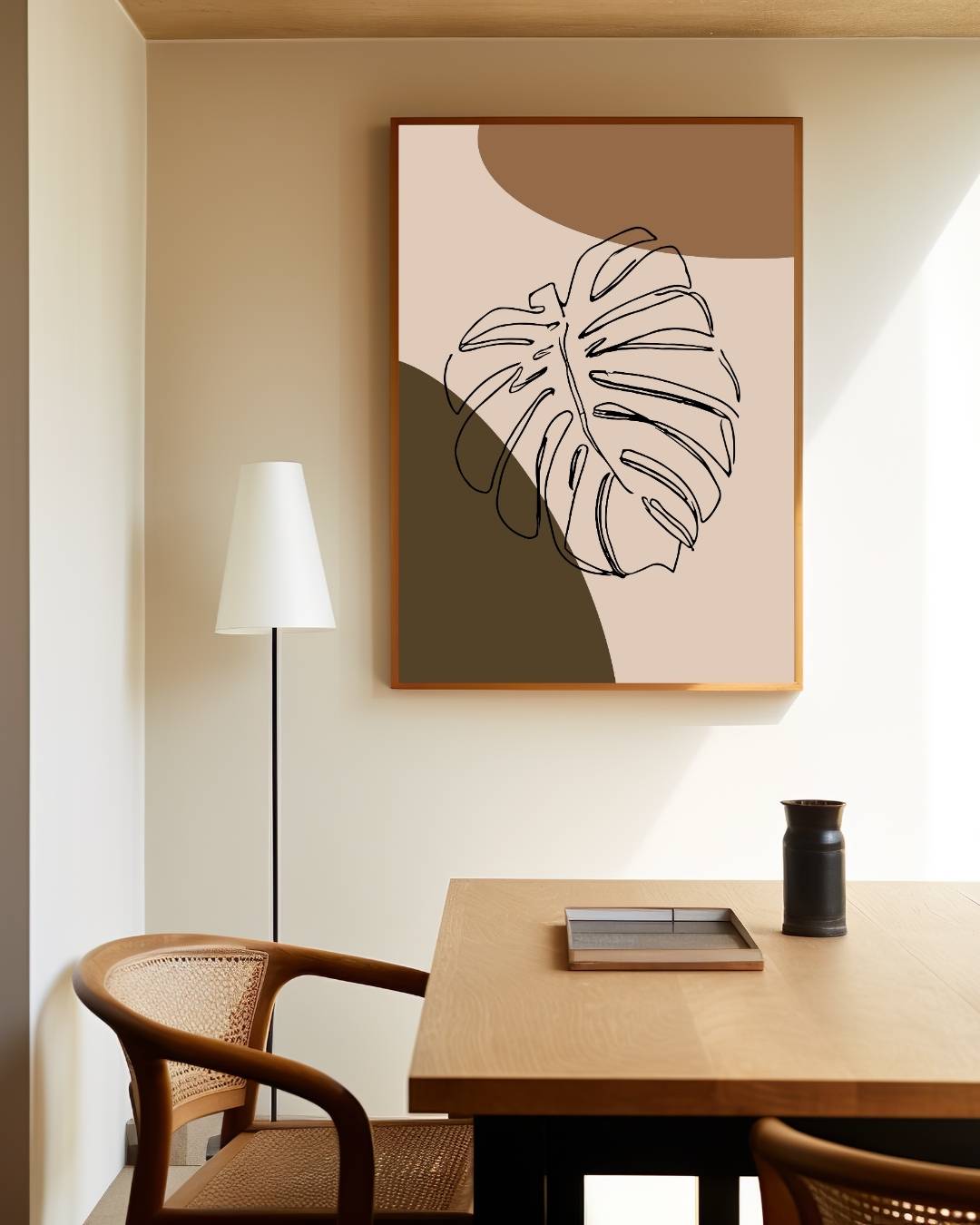 Monstera blad poster – staande poster voor modern interieur