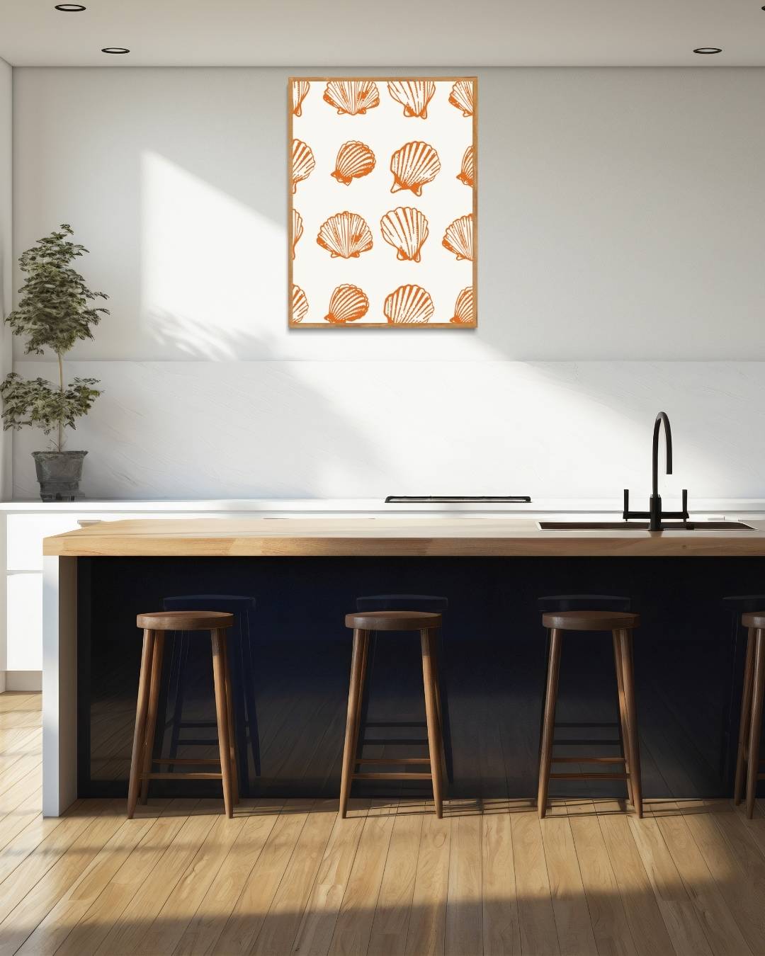 Oranje schelpenpatroon Poster – staande poster voor modern interieur