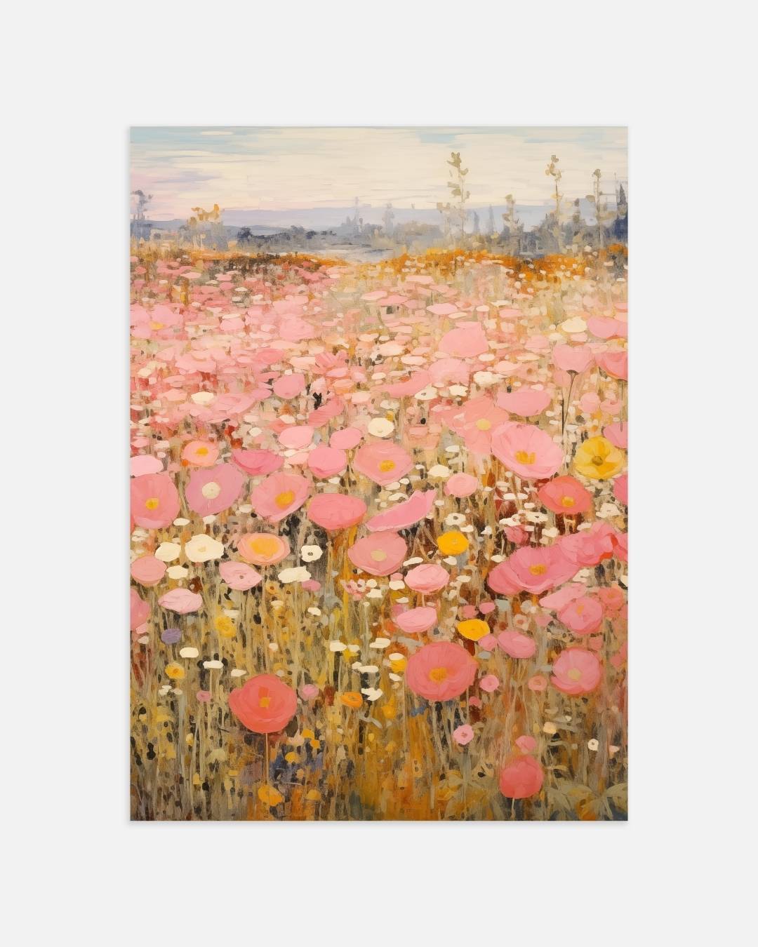 Bloemenveld in zachte tinten Poster – portret wanddecoratie van WallArtistic