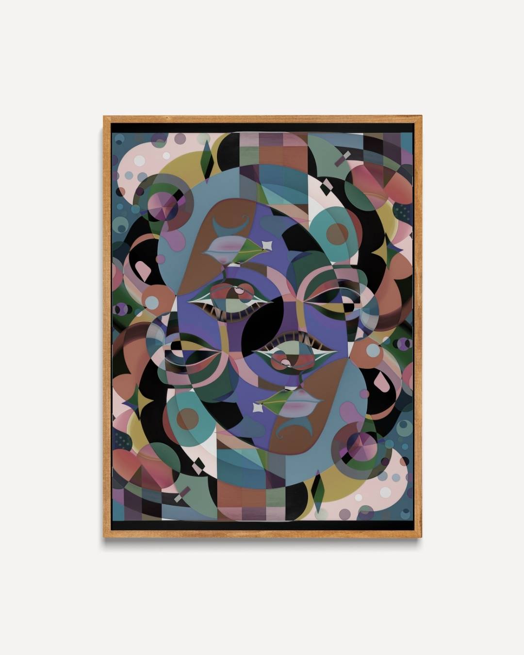 Abstract gezicht in kleurrijke vormen Poster – portret poster als wanddecoratie