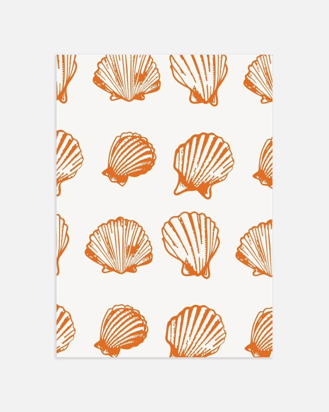 Oranje schelpenpatroon Poster – portret wanddecoratie van WallArtistic